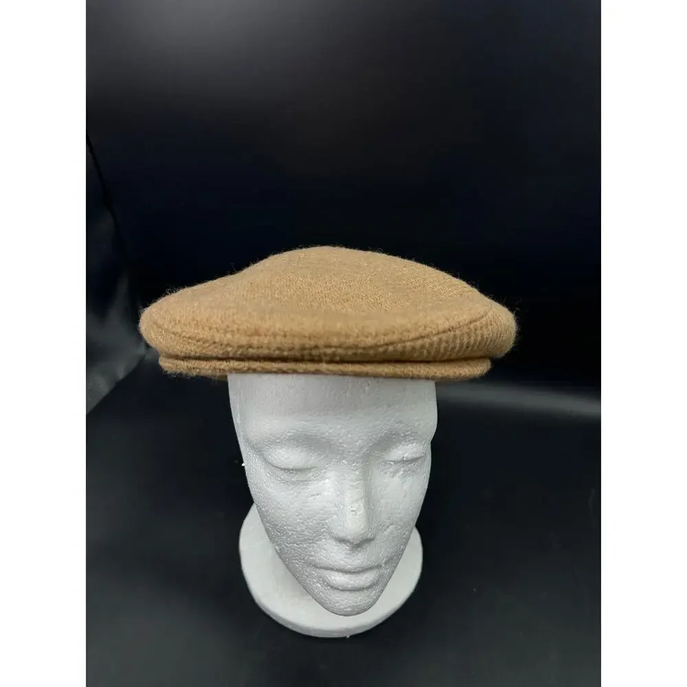 Vintage Wool‎ Newsboy Beret Small Beige Houndstooth Feel EUC